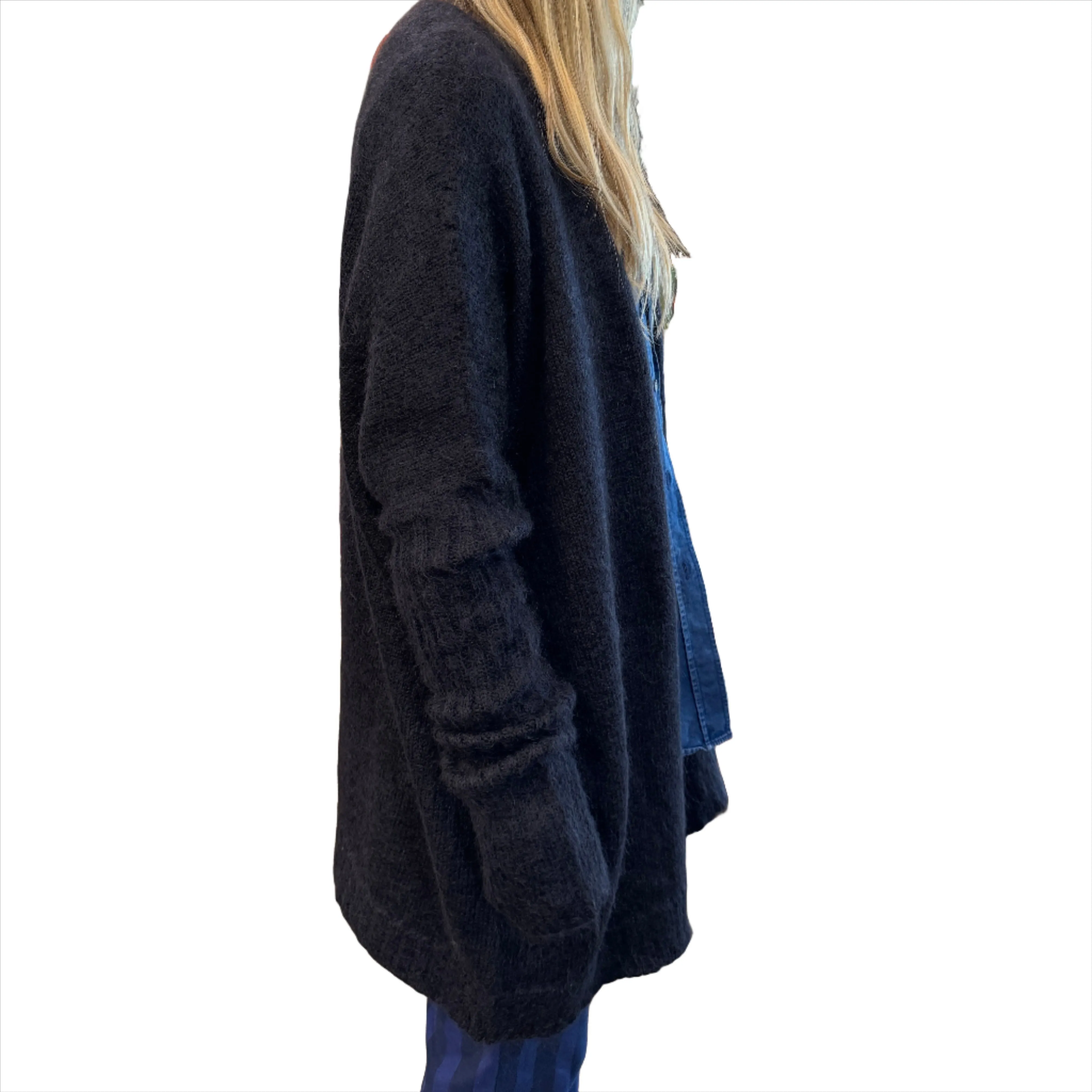 Mohair 5 button long cardigan