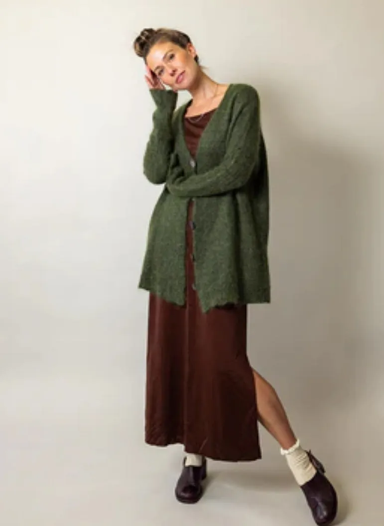 Mohair 5 button long cardigan