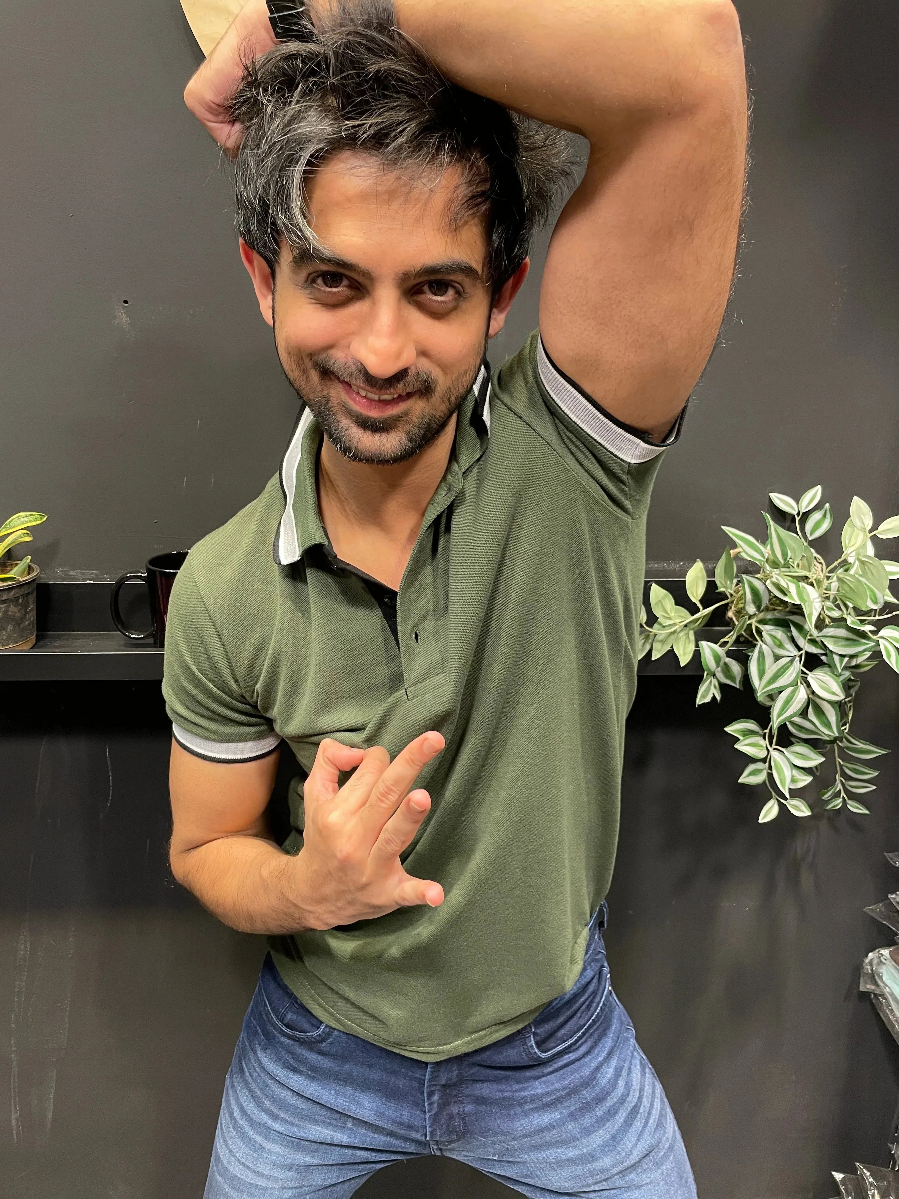 Olive Polo with Black Placket