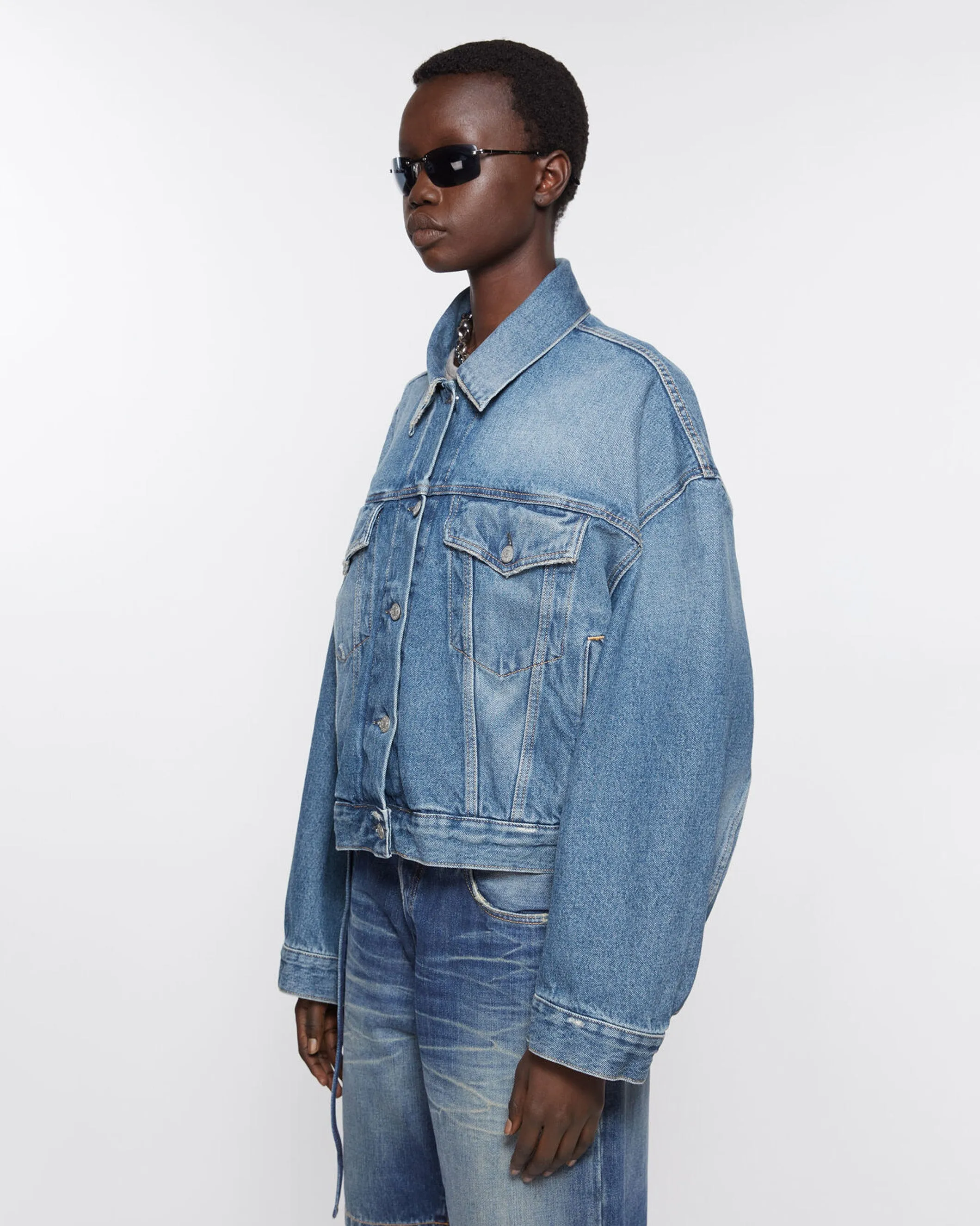 Oversized Cropped Denim Jacket