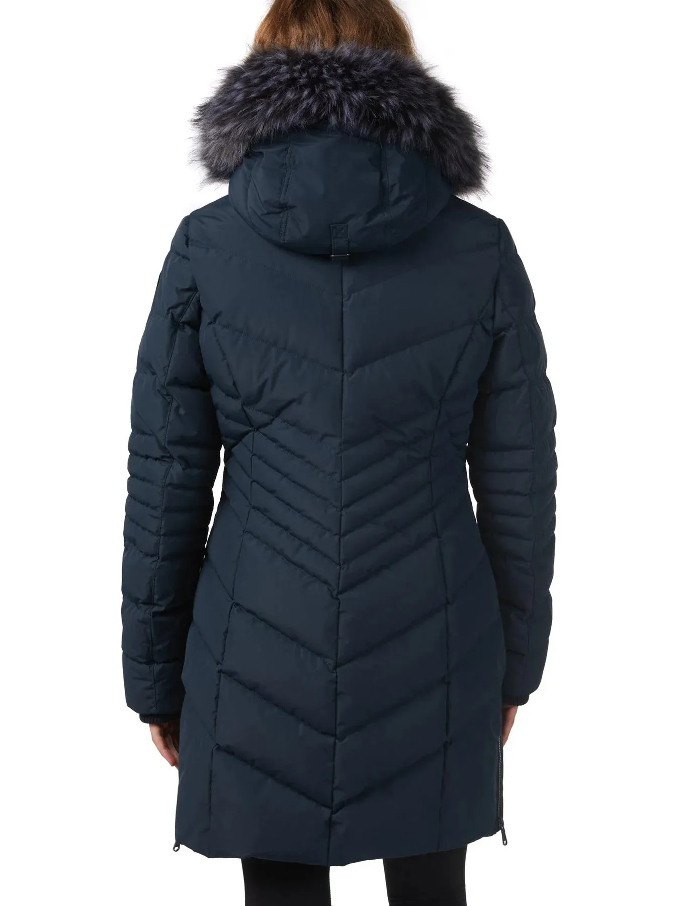 Sure! Here’s an optimized title for the product:

Womens Pajar Queens Mid-Length Jacket with Real Fur Trim and Chevron Quilted Design - Navy
