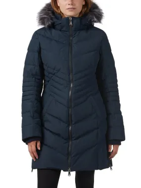 Sure! Here’s an optimized title for the product:

Womens Pajar Queens Mid-Length Jacket with Real Fur Trim and Chevron Quilted Design - Navy
