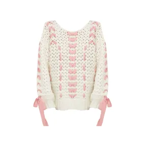 Pre Order: Lacey Ribbon Hollow Knitted Sweater