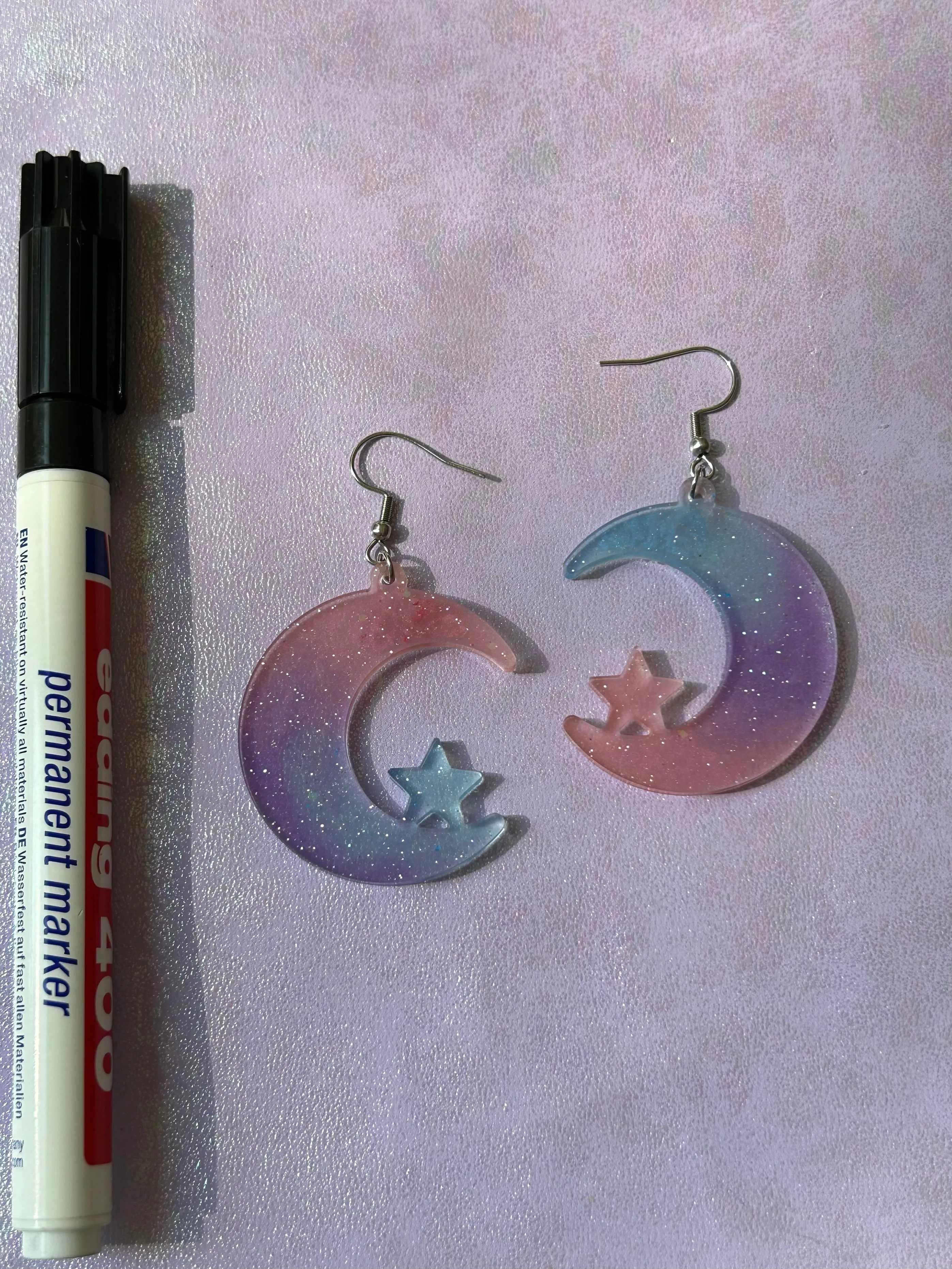Rainbow Dust Moon Earrings