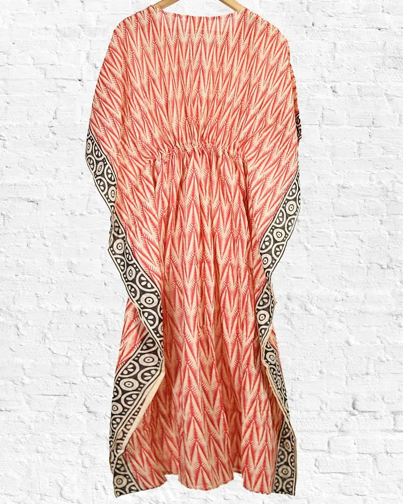 Red Cotton Kaftan Long