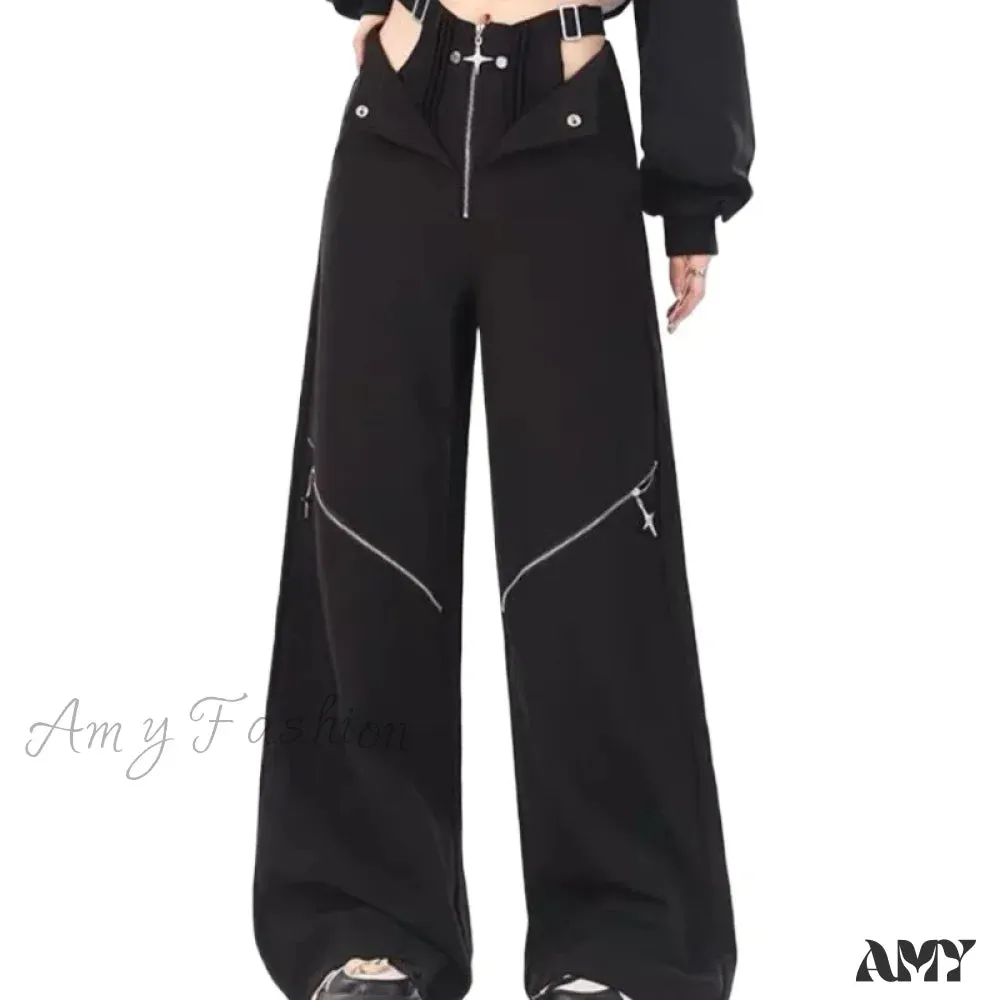 Retro Pants Black Halloween Casual Cargo
