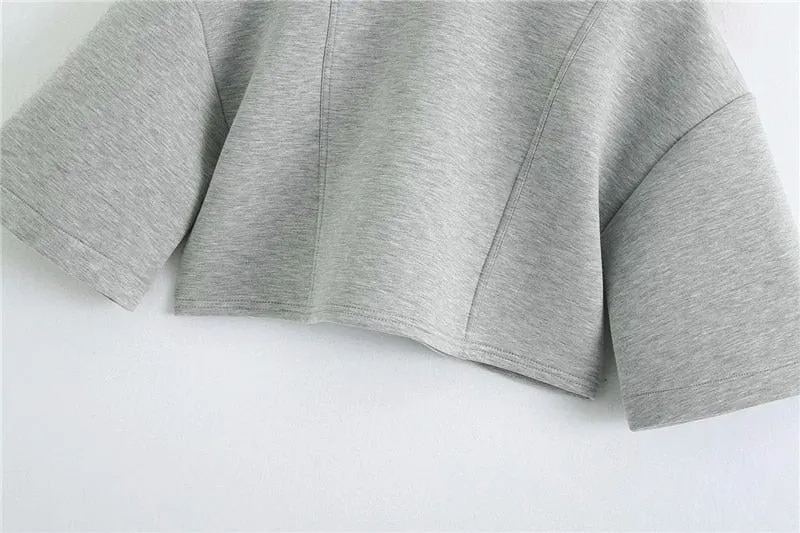 SEAM DETAILS LOOSE CROPPED SWEATSHIRT