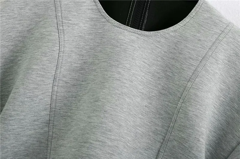 SEAM DETAILS LOOSE CROPPED SWEATSHIRT