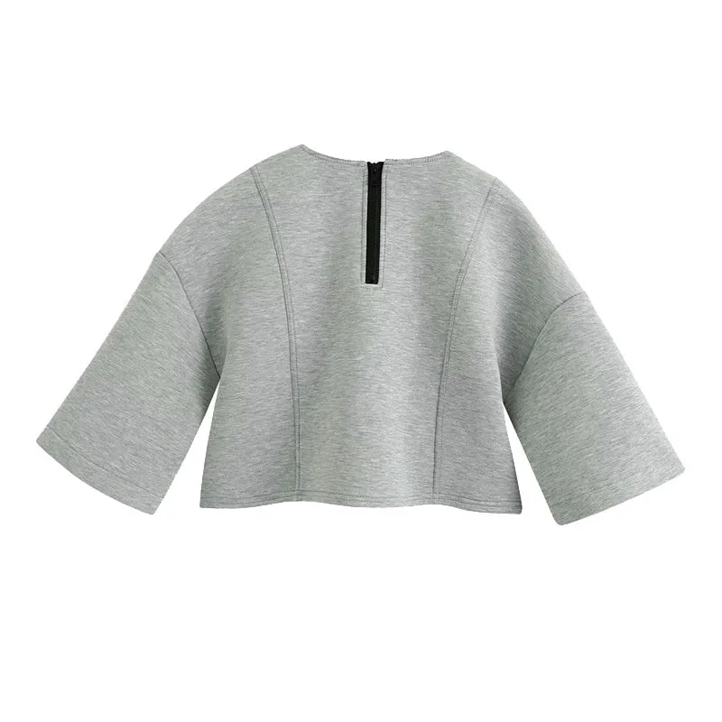 SEAM DETAILS LOOSE CROPPED SWEATSHIRT