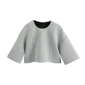 SEAM DETAILS LOOSE CROPPED SWEATSHIRT