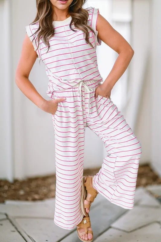 Sleeveless Striped Lounge Set