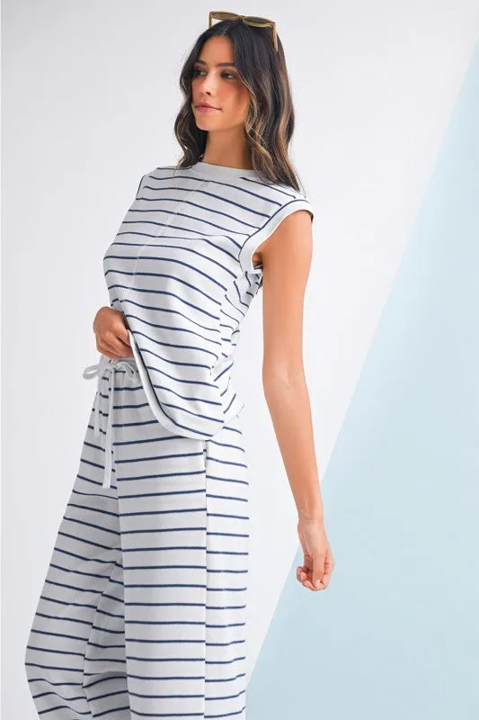 Sleeveless Striped Lounge Set