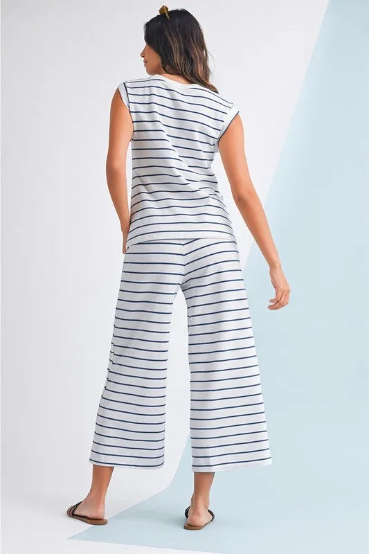Sleeveless Striped Lounge Set