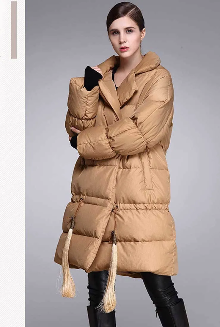 Thicken Loose Fringed Long Down Puffer Coat