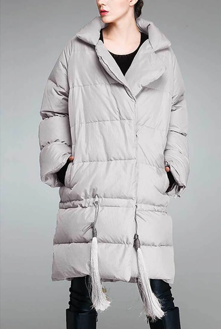 Thicken Loose Fringed Long Down Puffer Coat
