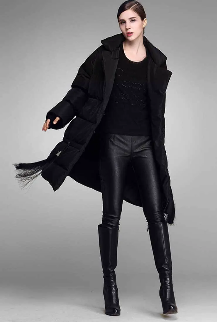 Thicken Loose Fringed Long Down Puffer Coat
