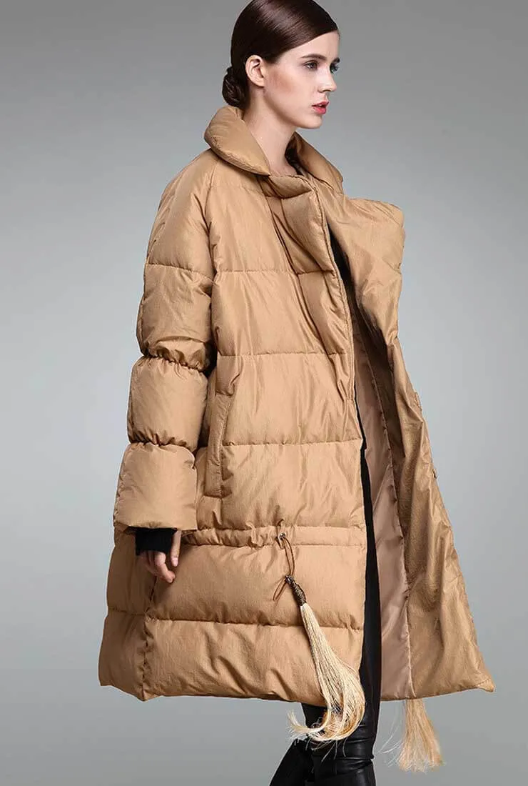 Thicken Loose Fringed Long Down Puffer Coat