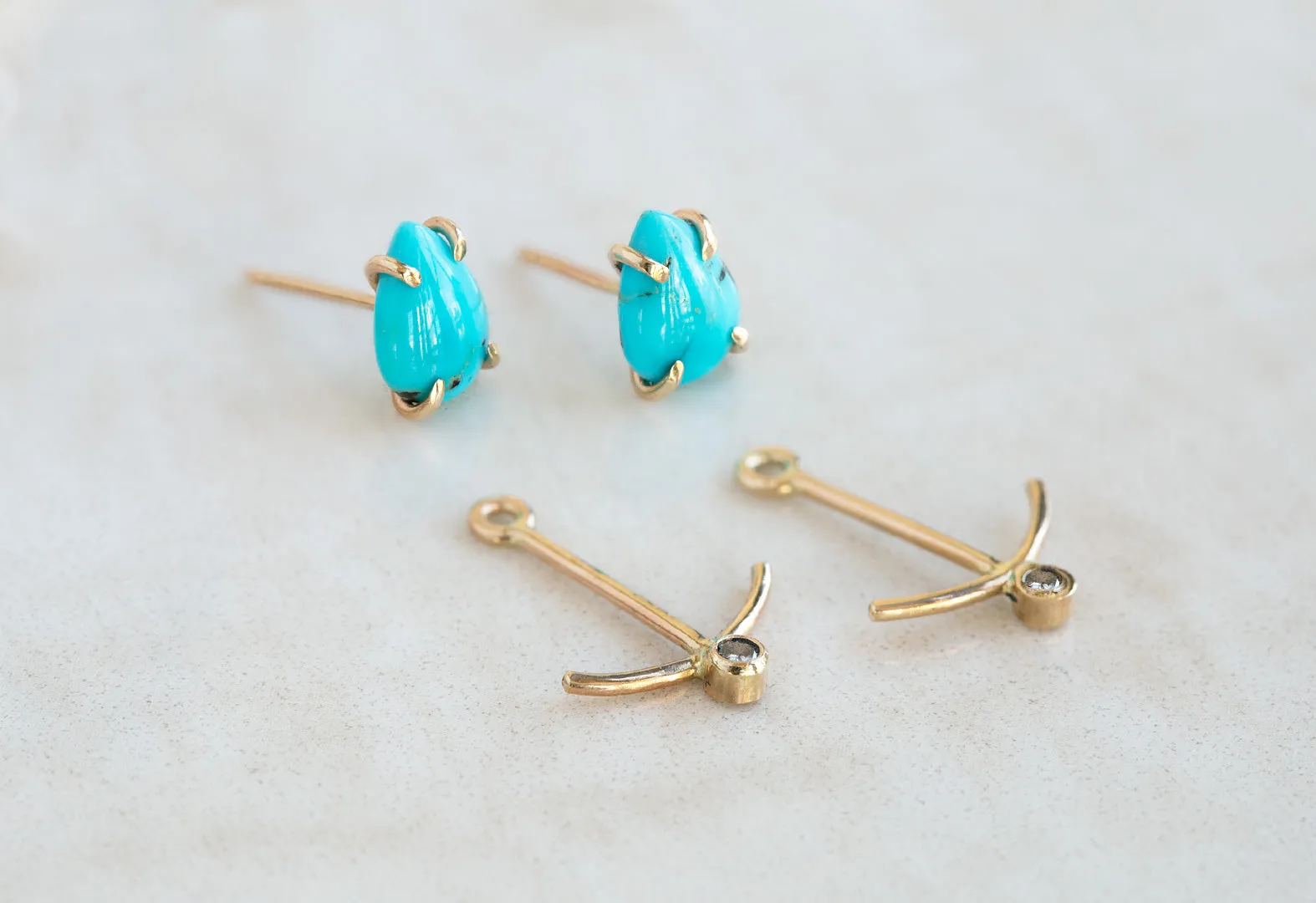 Turquoise   Diamond Ear Jackets