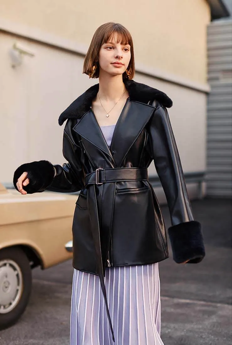 Vintage Black Loose Long Leather Jacket