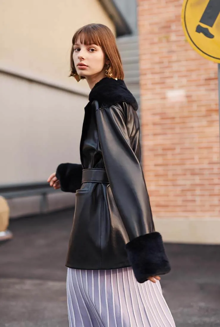 Vintage Black Loose Long Leather Jacket