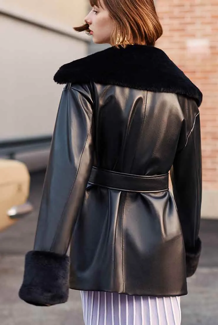 Vintage Black Loose Long Leather Jacket