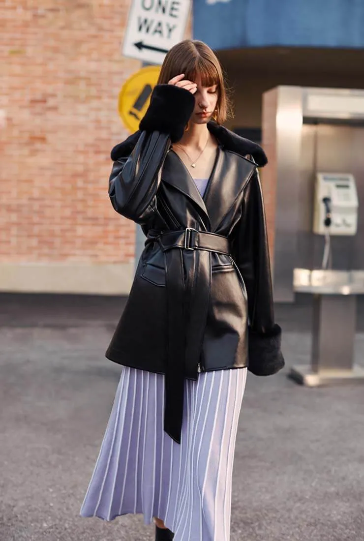 Vintage Black Loose Long Leather Jacket