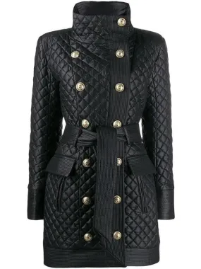 Women’s Diamond Quilted Leather Coat