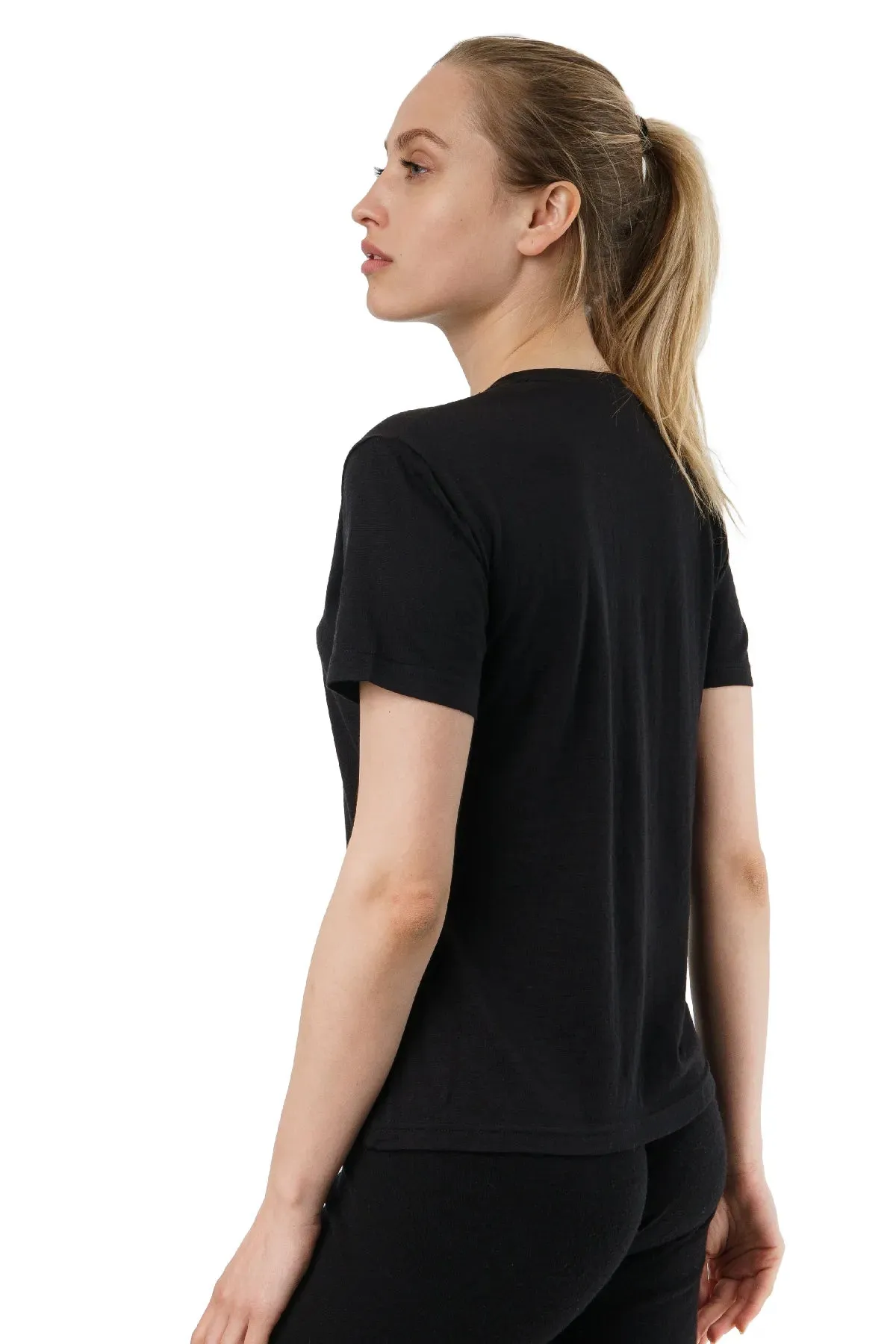 Women's Merino T-shirt 165 Solid Black | Crewneck
