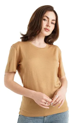 Women's Merino T-shirt 165 Tan | Crewneck