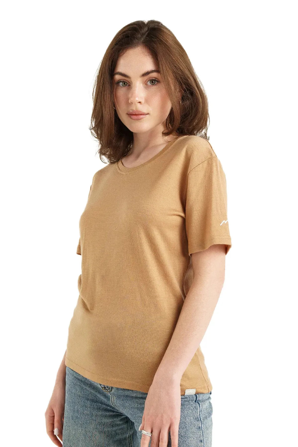 Women's Merino T-shirt 165 Tan | Crewneck