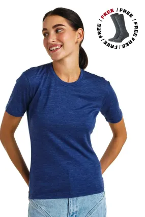 Women's Merino T-shirt 165 Windsor Blue | Crewneck ( socks)
