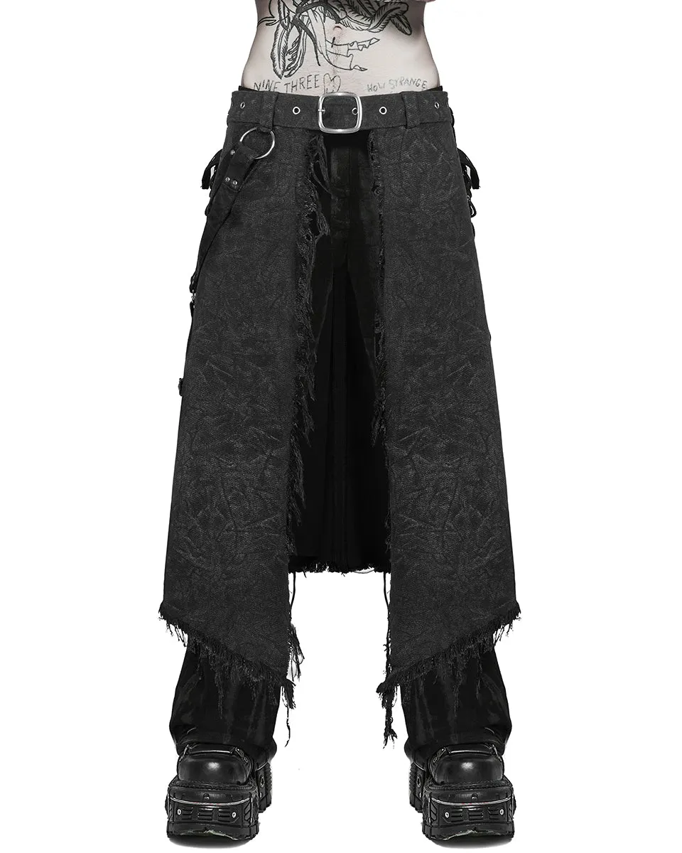 WQ-561 Mens Distressed Apocalyptic Punk Half-Skirt Kilt